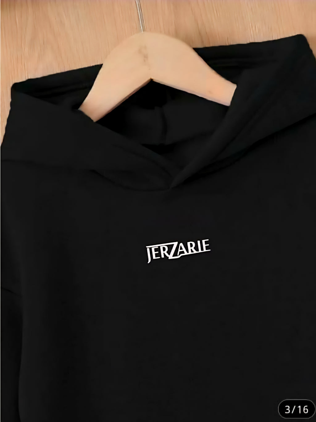 JerZarie Women's hoodie dress in Black with white classic logo