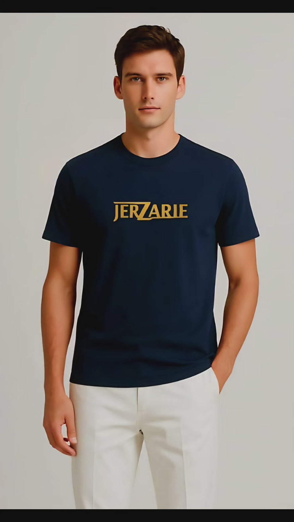 JerZarie Unisex regular fit T-Shirt in Beige with black classic logo