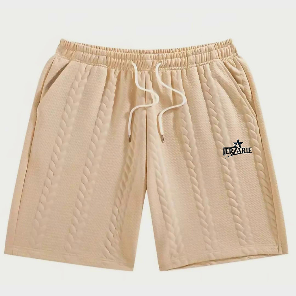 JerZarie Men's stylish 2 piece knit set, regular fit in Beige with black starred logo