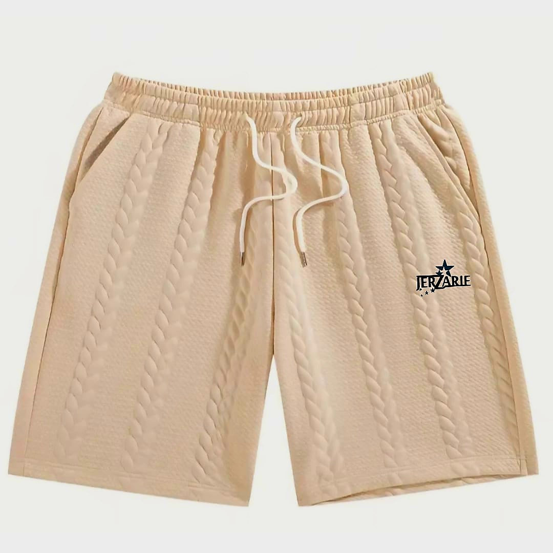 JerZarie Men's stylish 2 piece knit set, regular fit in Beige with black starred logo