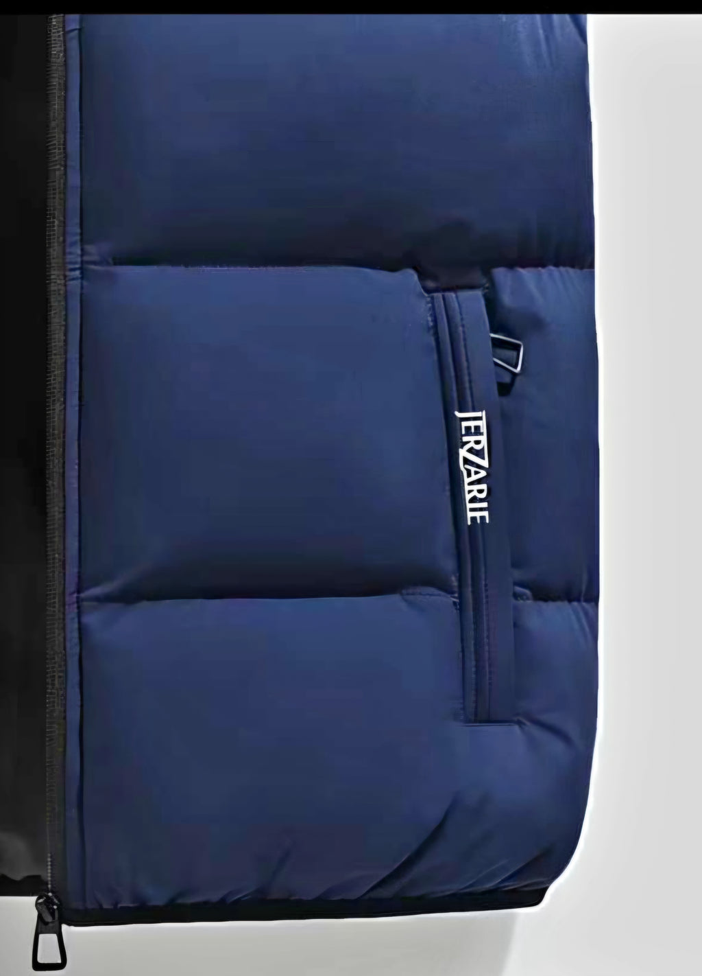 JerZarie Unisex heavyweight hoodie Gilet Jacket in blue with white classic logo