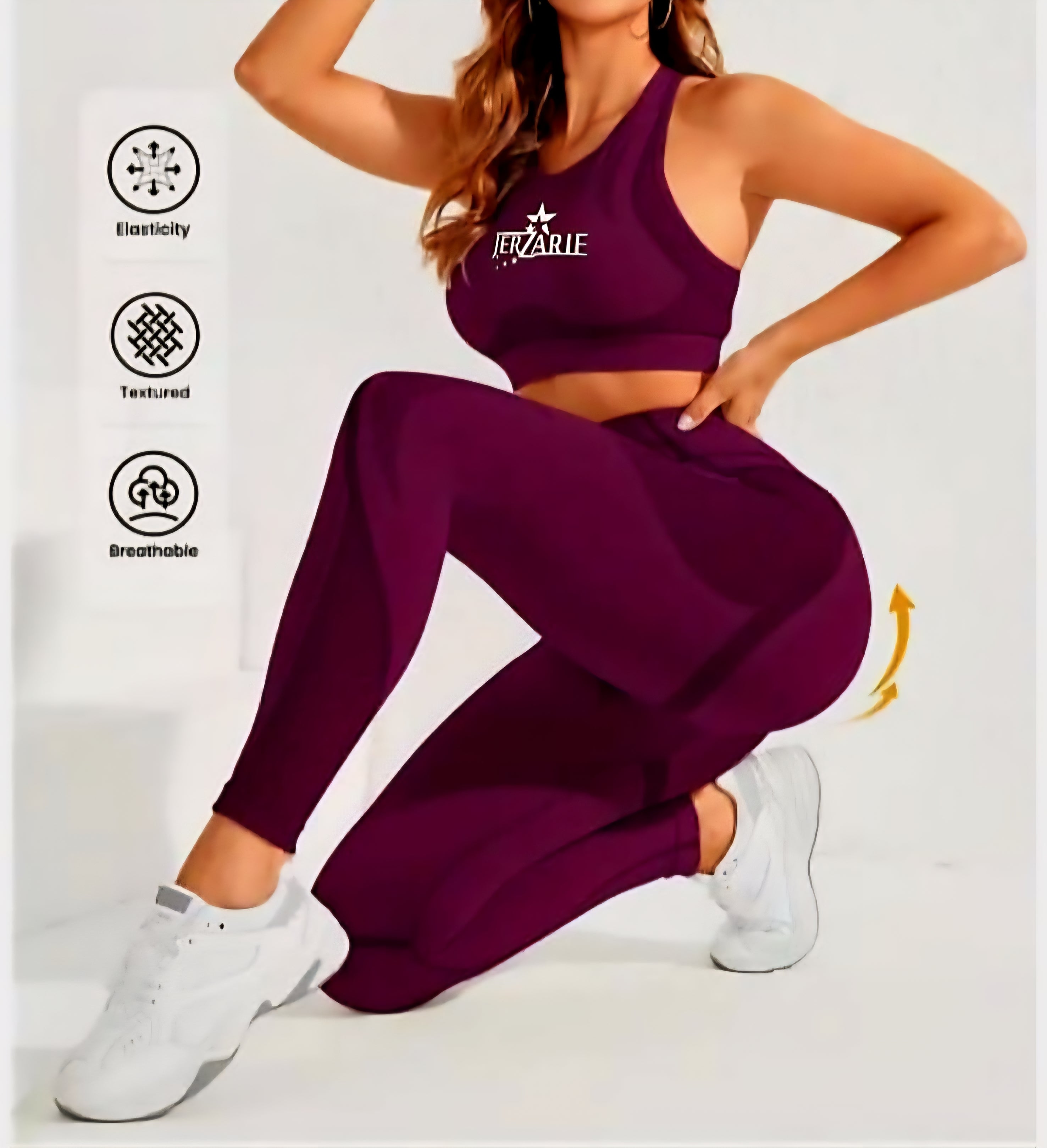 JerZarie Women's Gym Set in Fuchsia with white starred logo