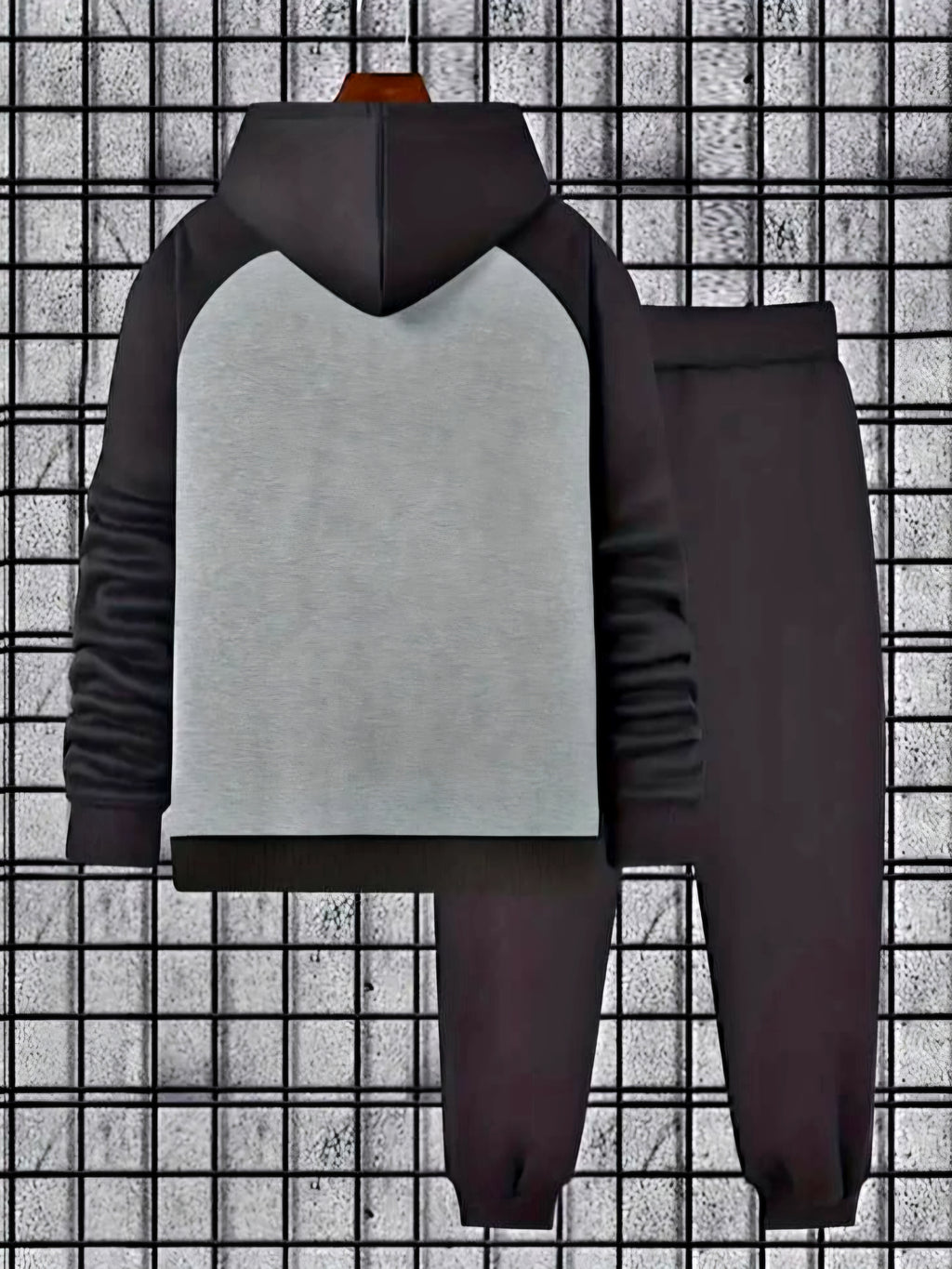 JerZarie Men's hoodie tracksuit in black/grey with white starred logo