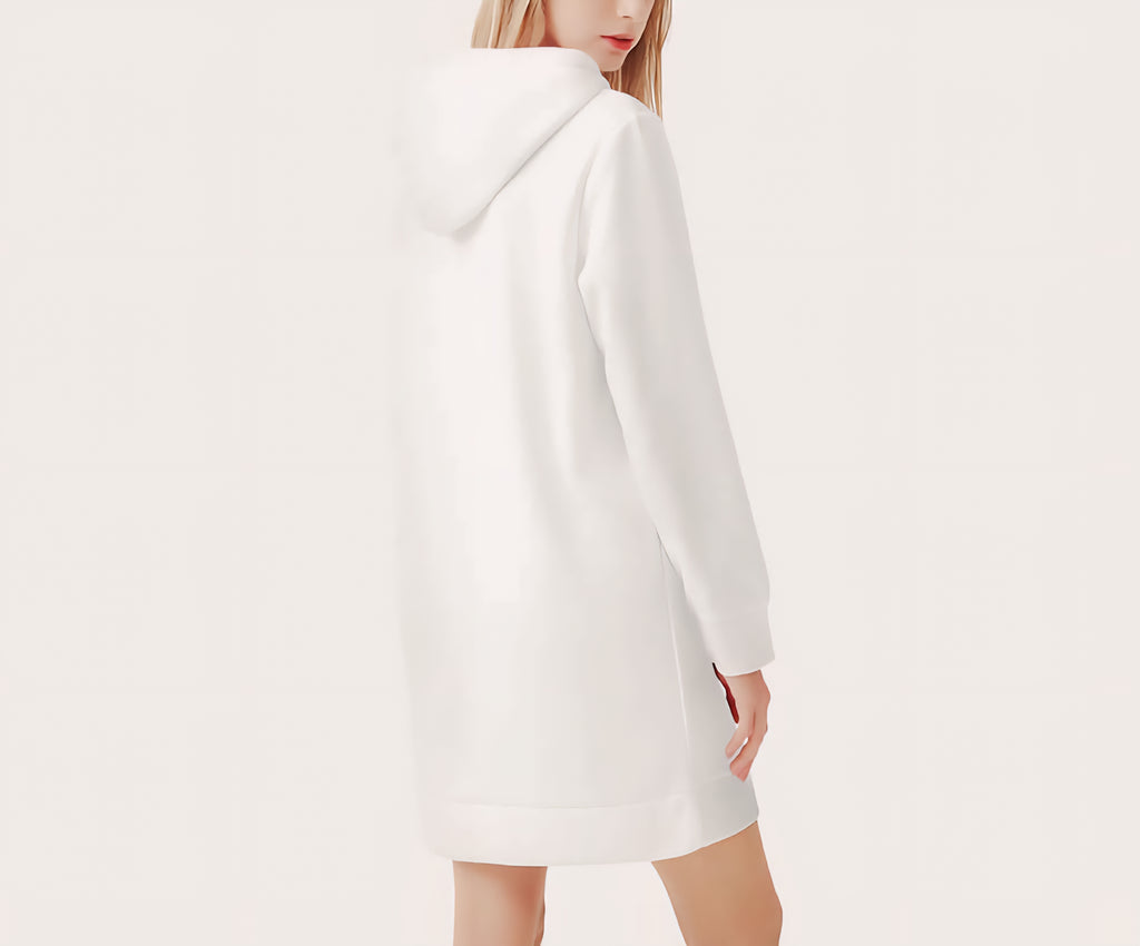 JerZarie Women's hoodie dress in White with blue starred logo