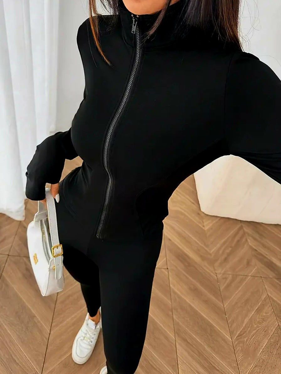 JerZarie Women's 3 piece set in black with white classic logo