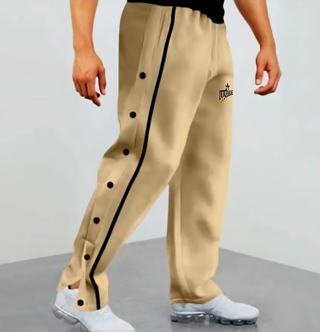 JerZarie Unisex casual flare sweatpants in khaki with black starred logo