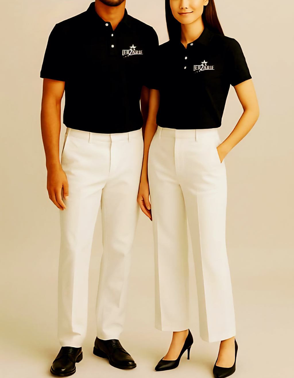 JerZarie Unisex regular fit Polo Shirt in Black with white starred logo