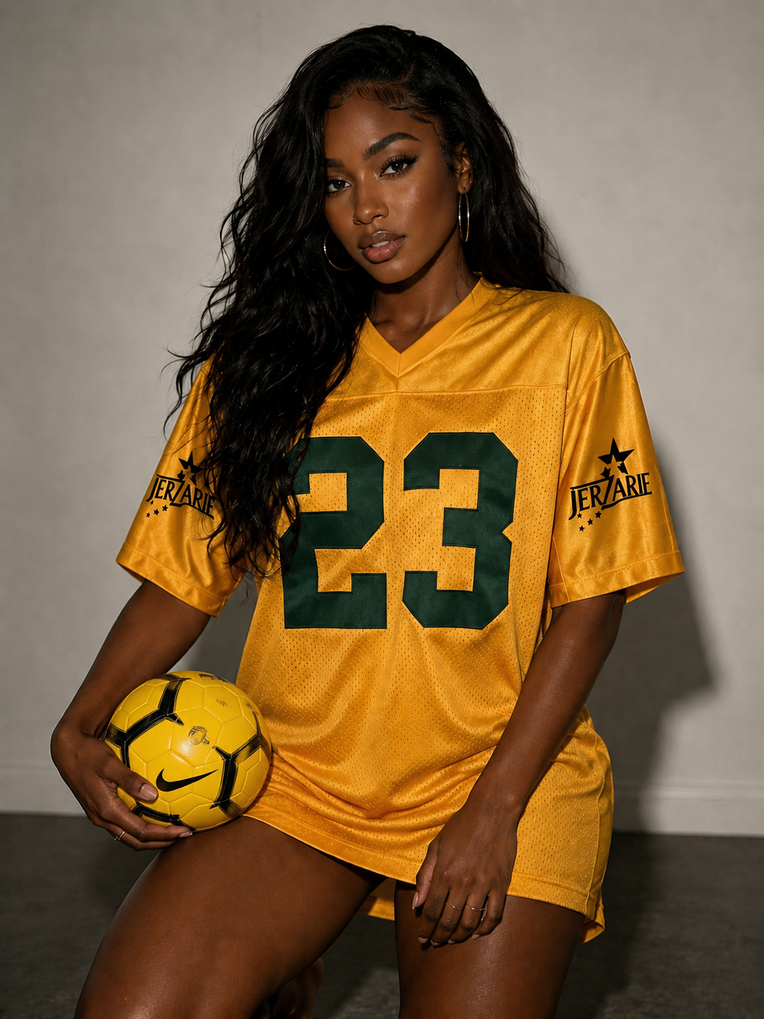 JerZarie Unisex Baseball Jersey in Yellow with Black starred logo