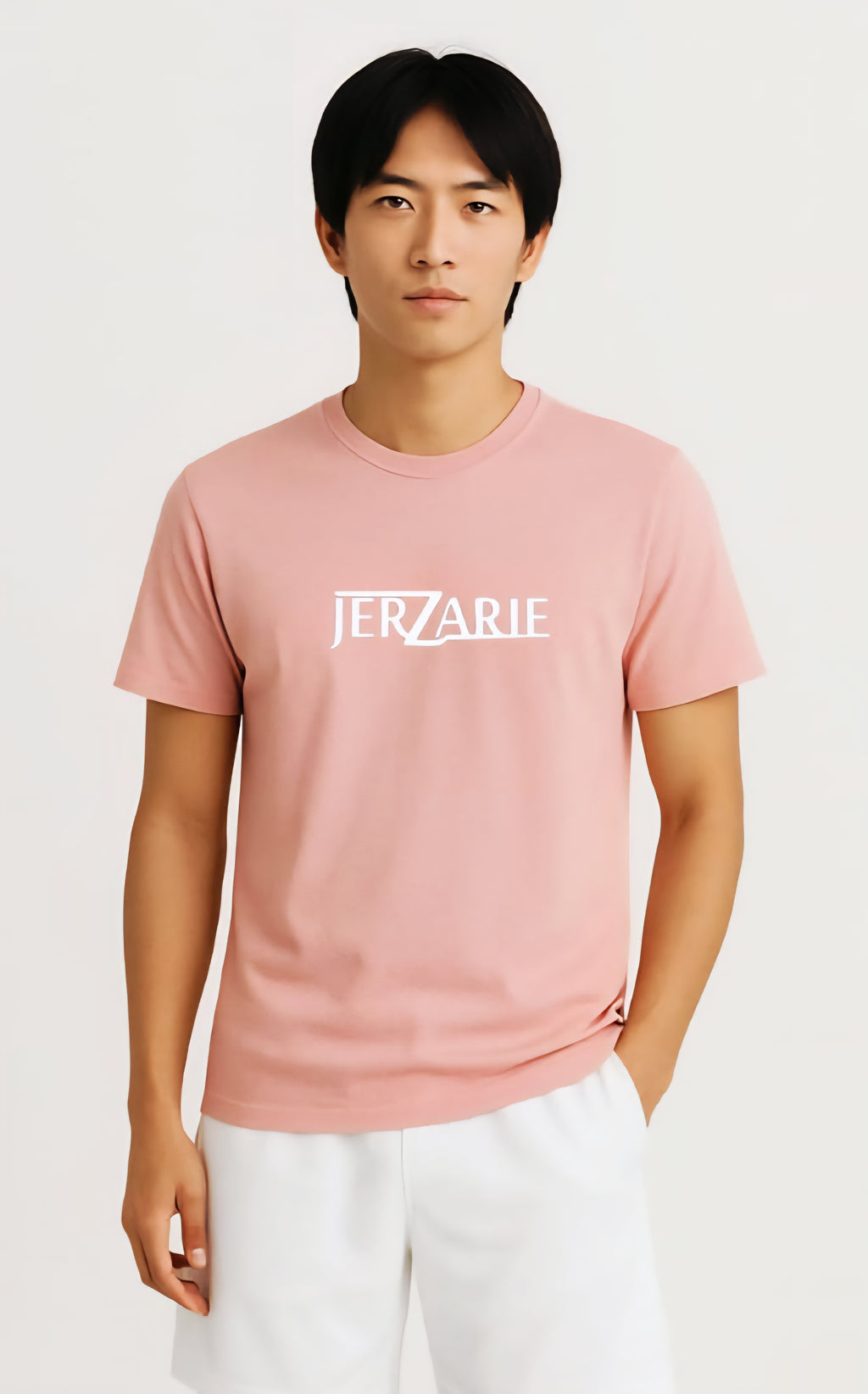 JerZarie Unisex regular fit T-Shirt in Pink with white classic logo