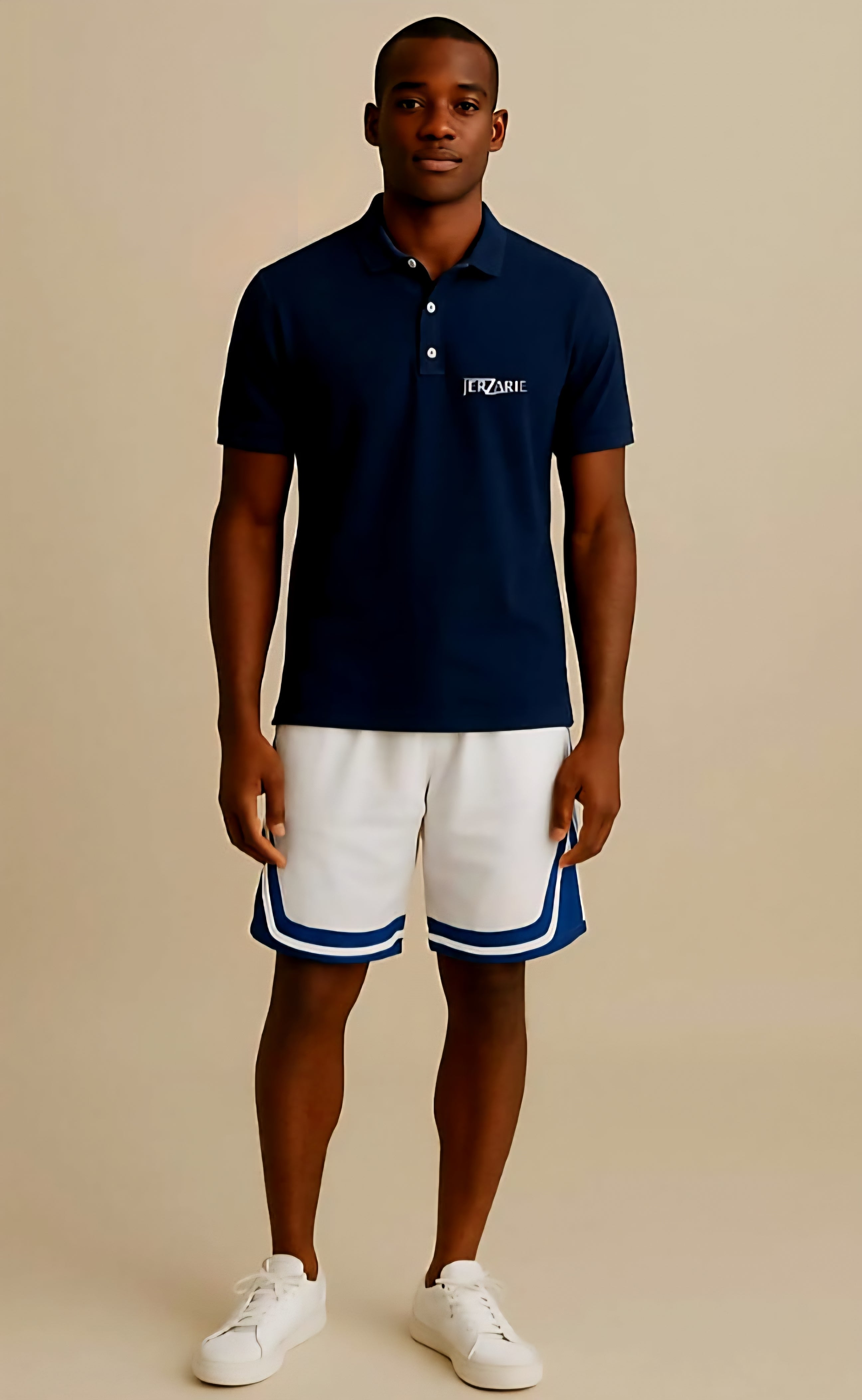 JerZarie Unisex regular fit Polo Shirt in Navy Blue with white classic logo