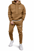 JerZarie Men's hoodie tracksuit in beige/khaki with white starred logo