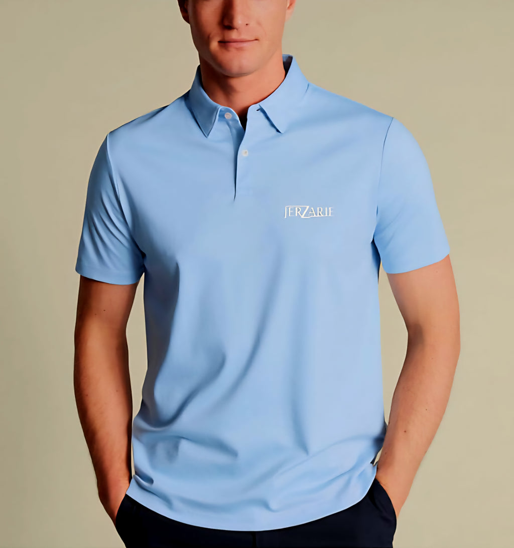 JerZarie Unisex regular fit Polo Shirt in Blue with white classic logo