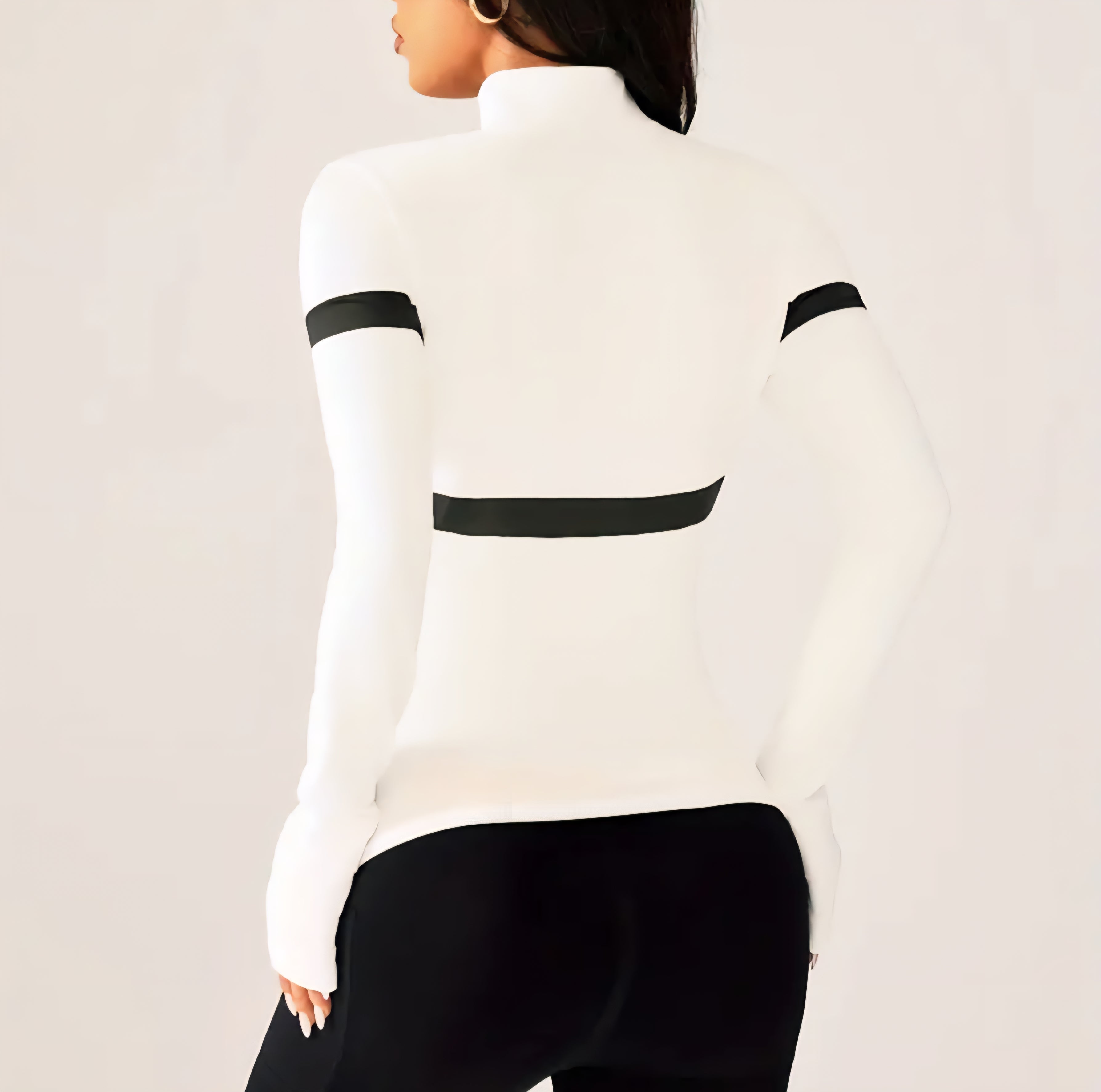 JerZarie Women's (breathable) Athletic Jacket in White with black classic logo