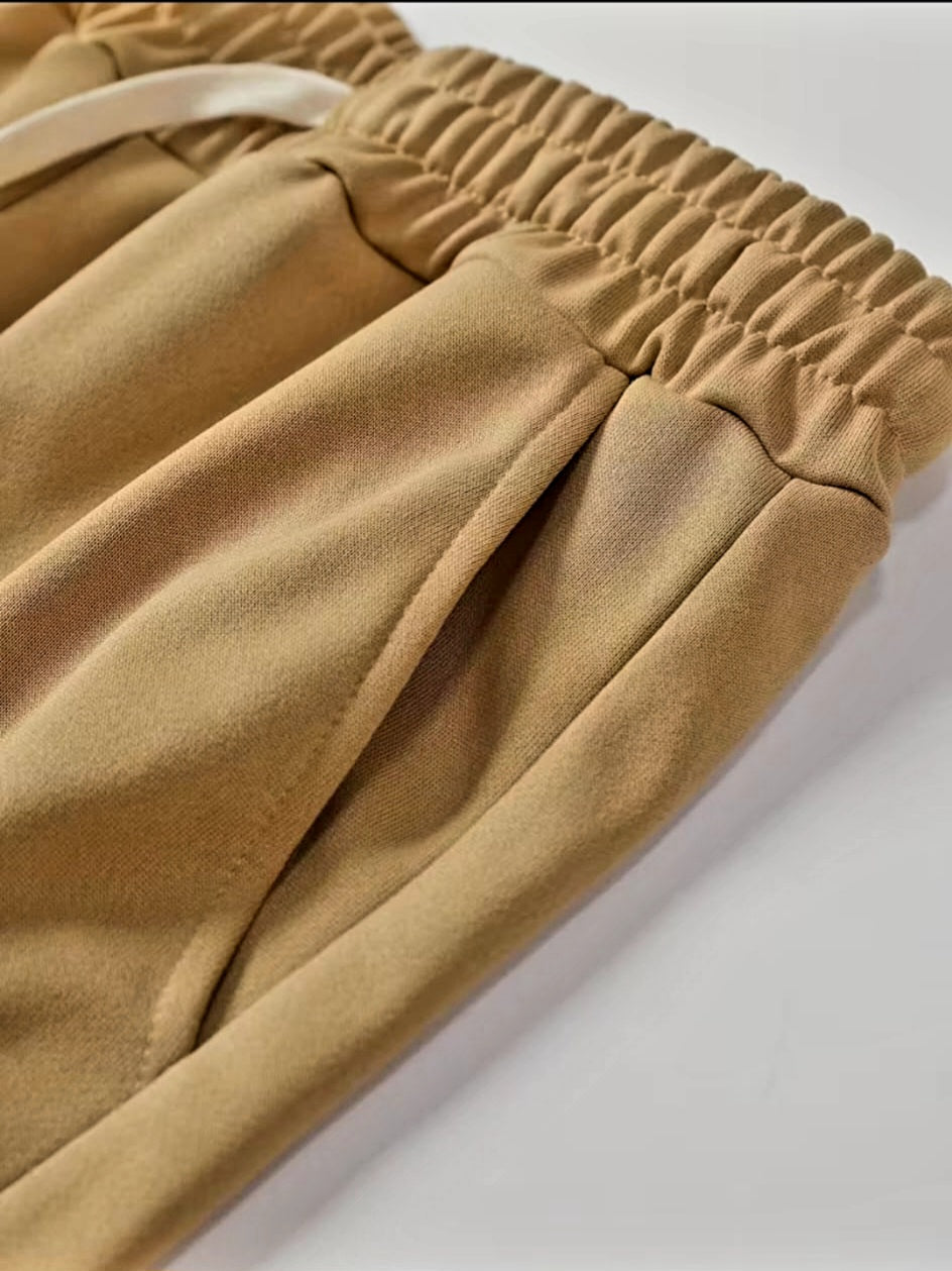 JerZarie Men's hoodie tracksuit in beige/khaki with white starred logo