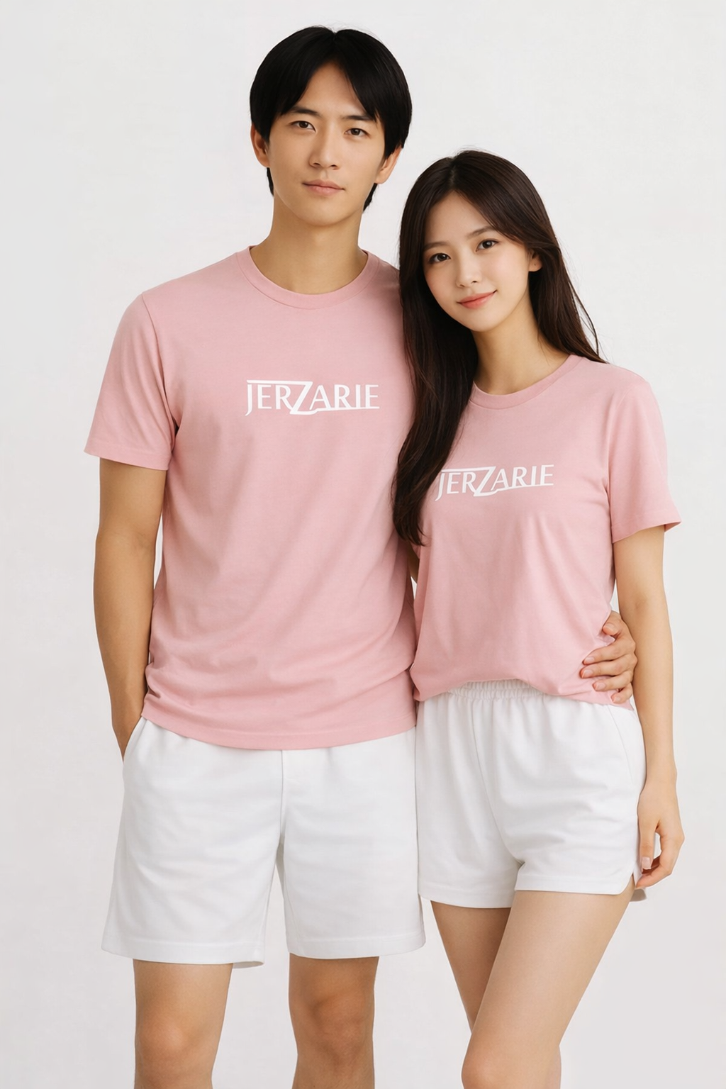 JerZarie Unisex regular fit T-Shirt in Pink with white classic logo