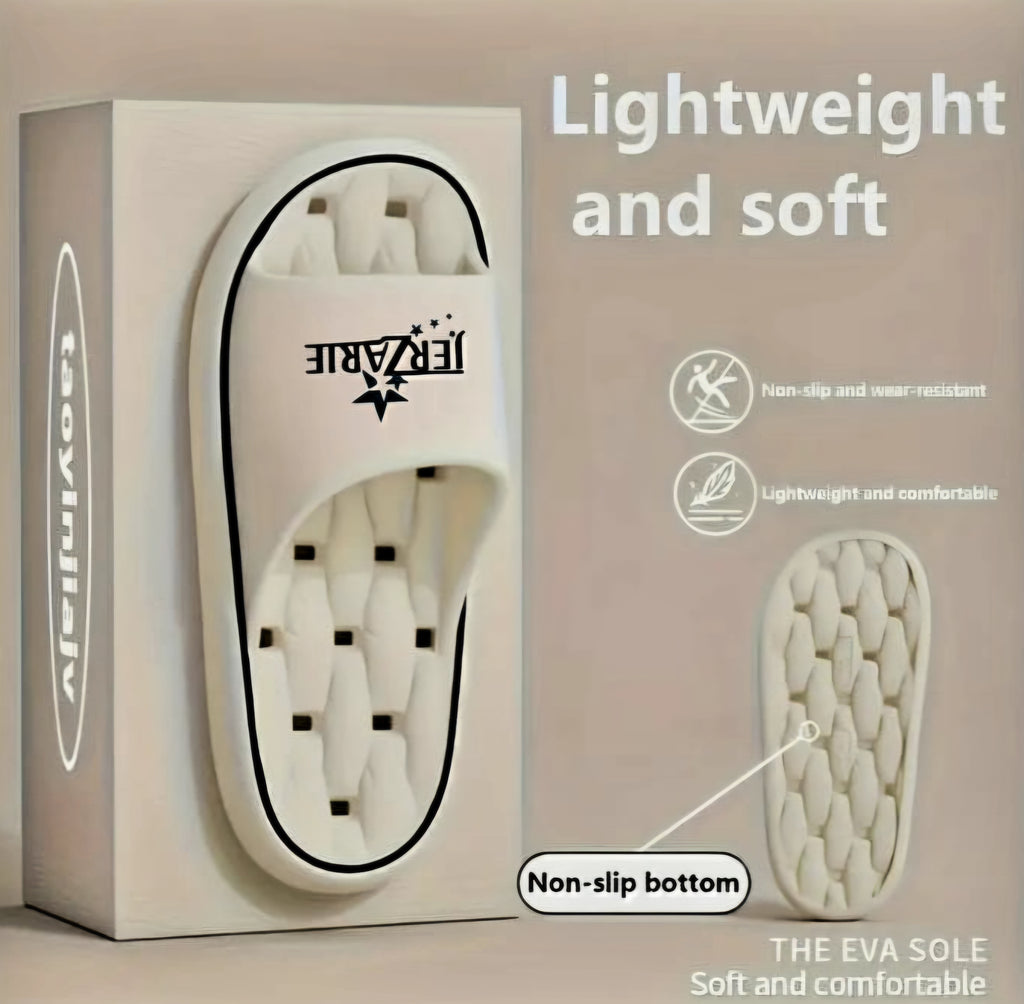 JerZarie Unisex Slide in White with black starred logo