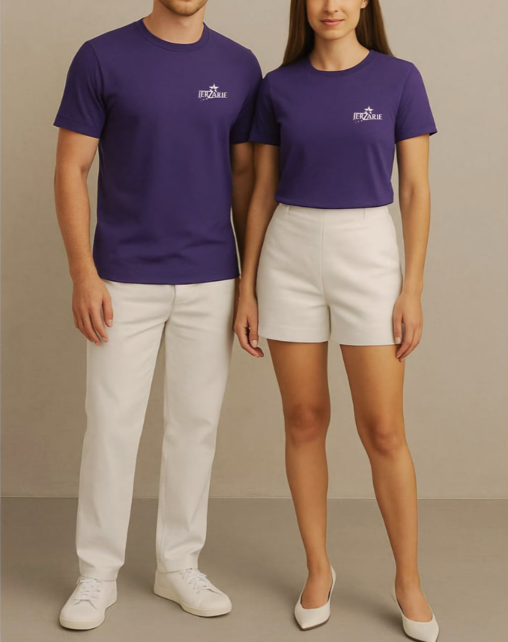 JerZarie Unisex regular fit T-Shirt in Purple with white starred logo