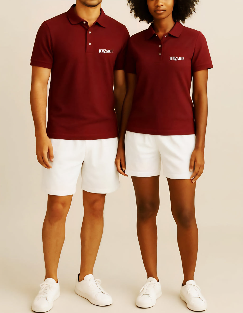 JerZarie Unisex regular fit Polo Shirt in Burgundy with white classic logo