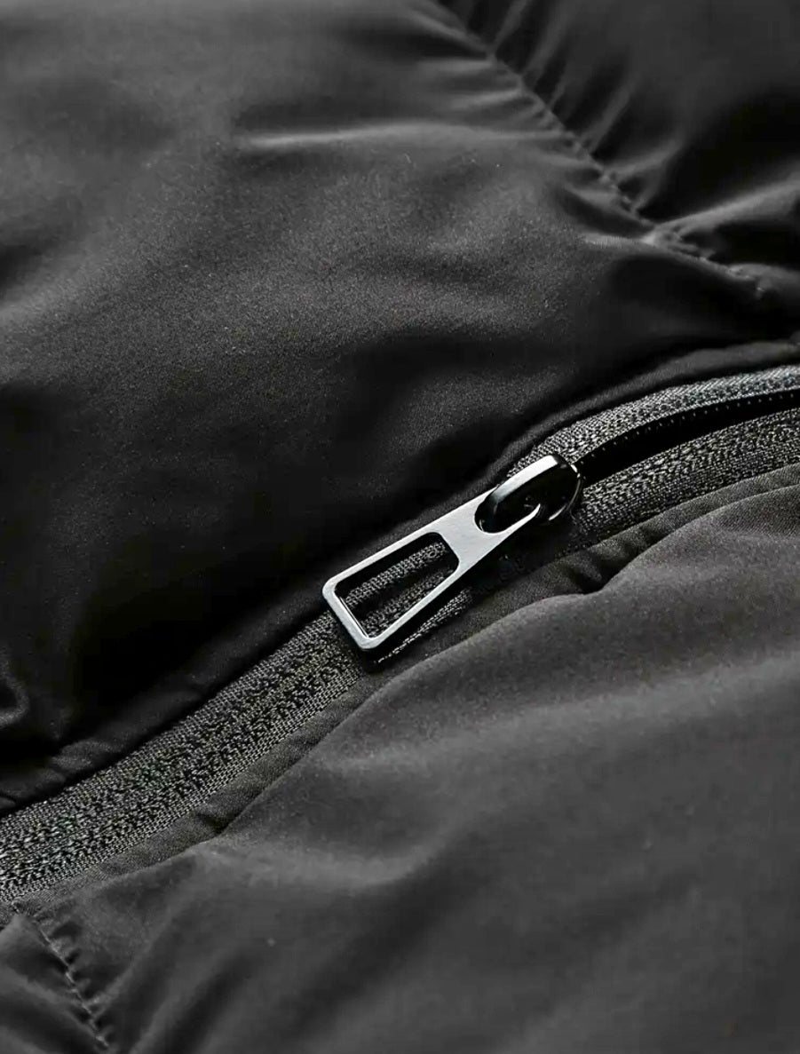 JerZarie Unisex heavyweight hoodie Gilet Jacket in black with white classic logo