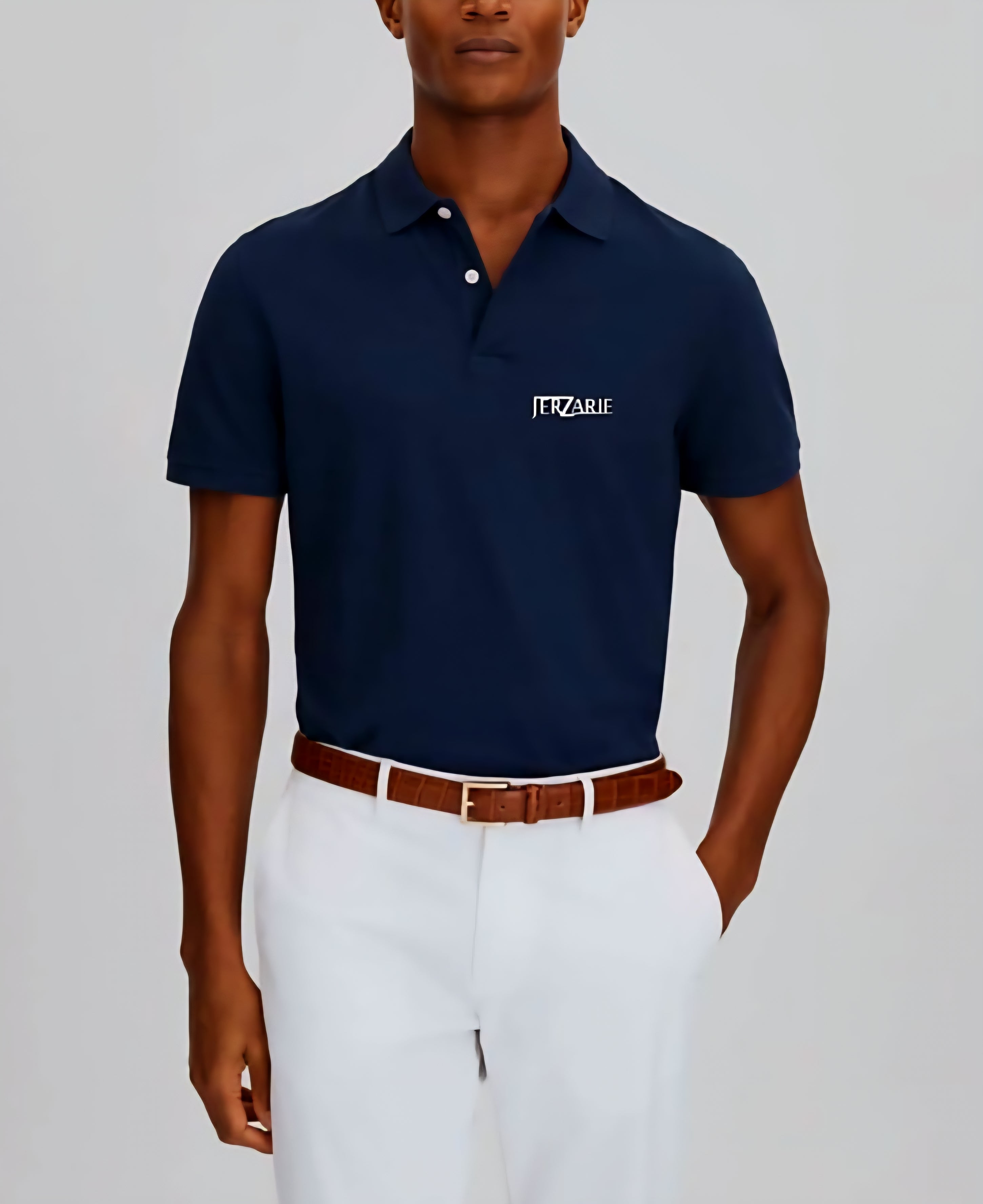 JerZarie Unisex regular fit Polo Shirt in Navy Blue with white classic logo