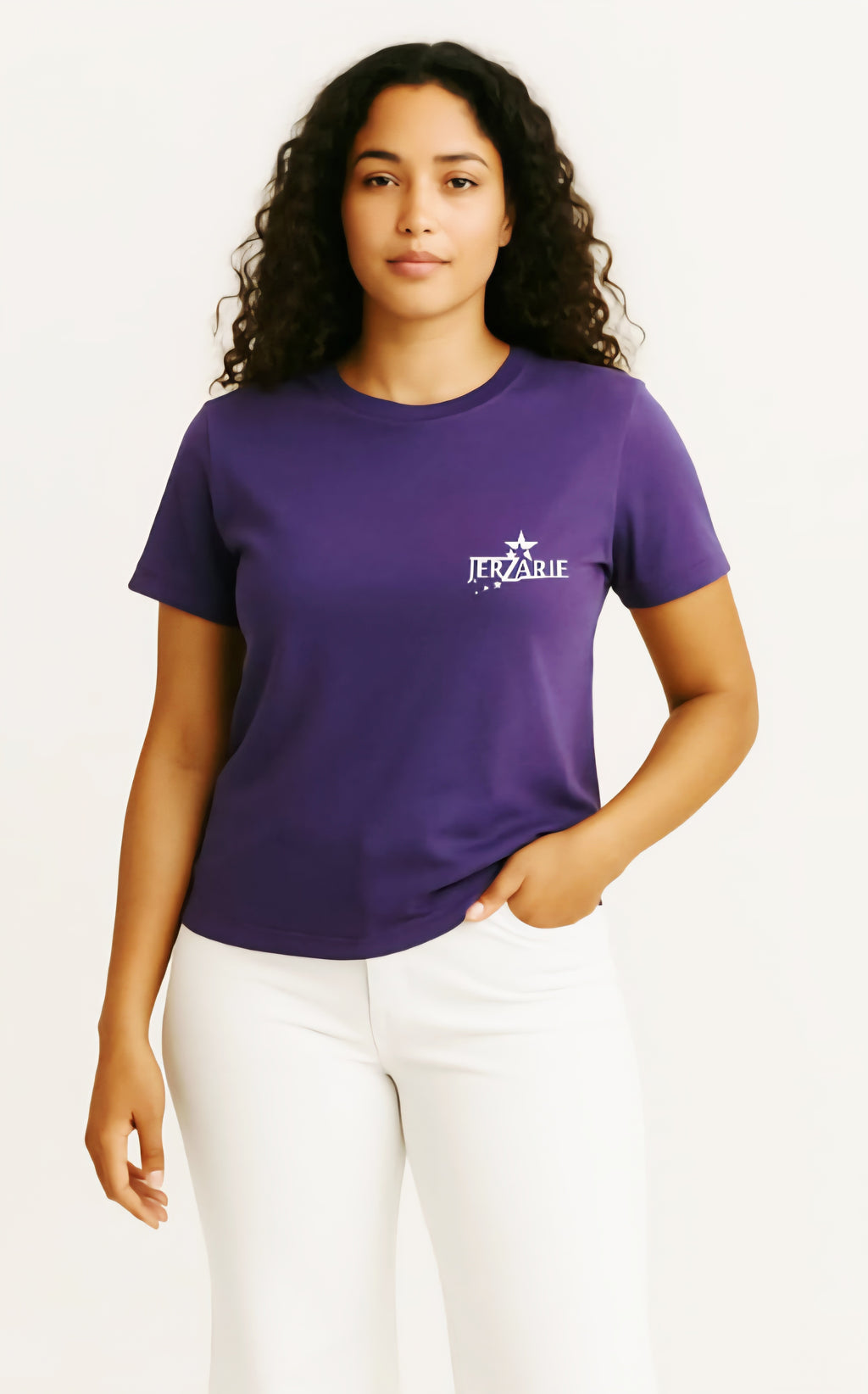 JerZarie Unisex regular fit T-Shirt in Purple with white starred logo