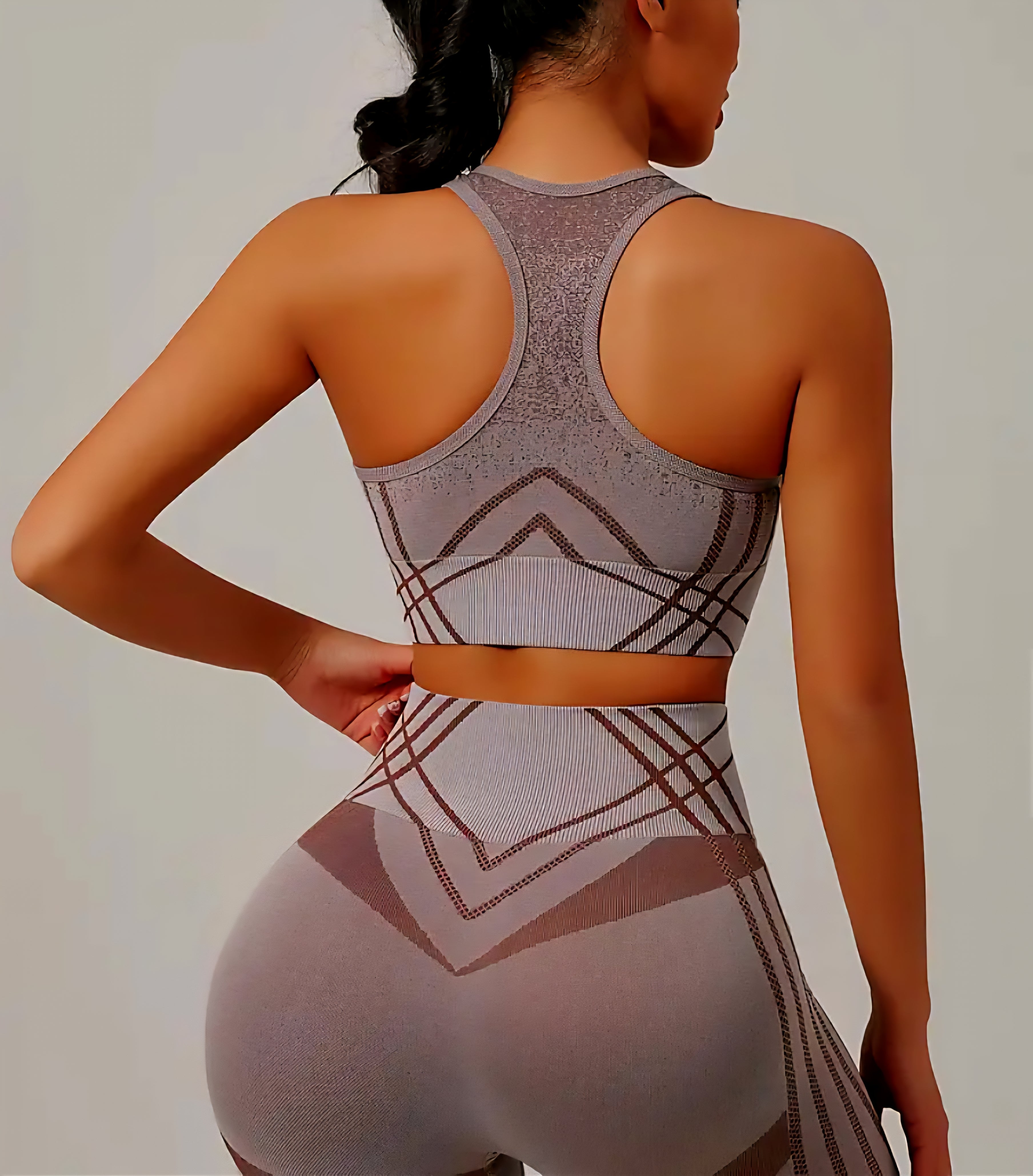 JerZarie Women's Gym Set in coffee with white starred logo