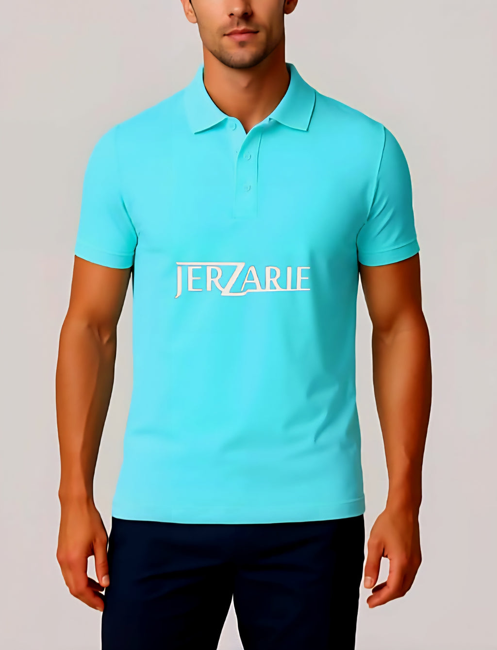 JerZarie Unisex regular fit Polo Shirt in Blue with white classic logo