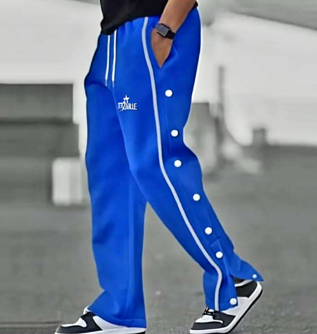 JerZarie Unisex casual flare sweatpants in blue with white starred logo