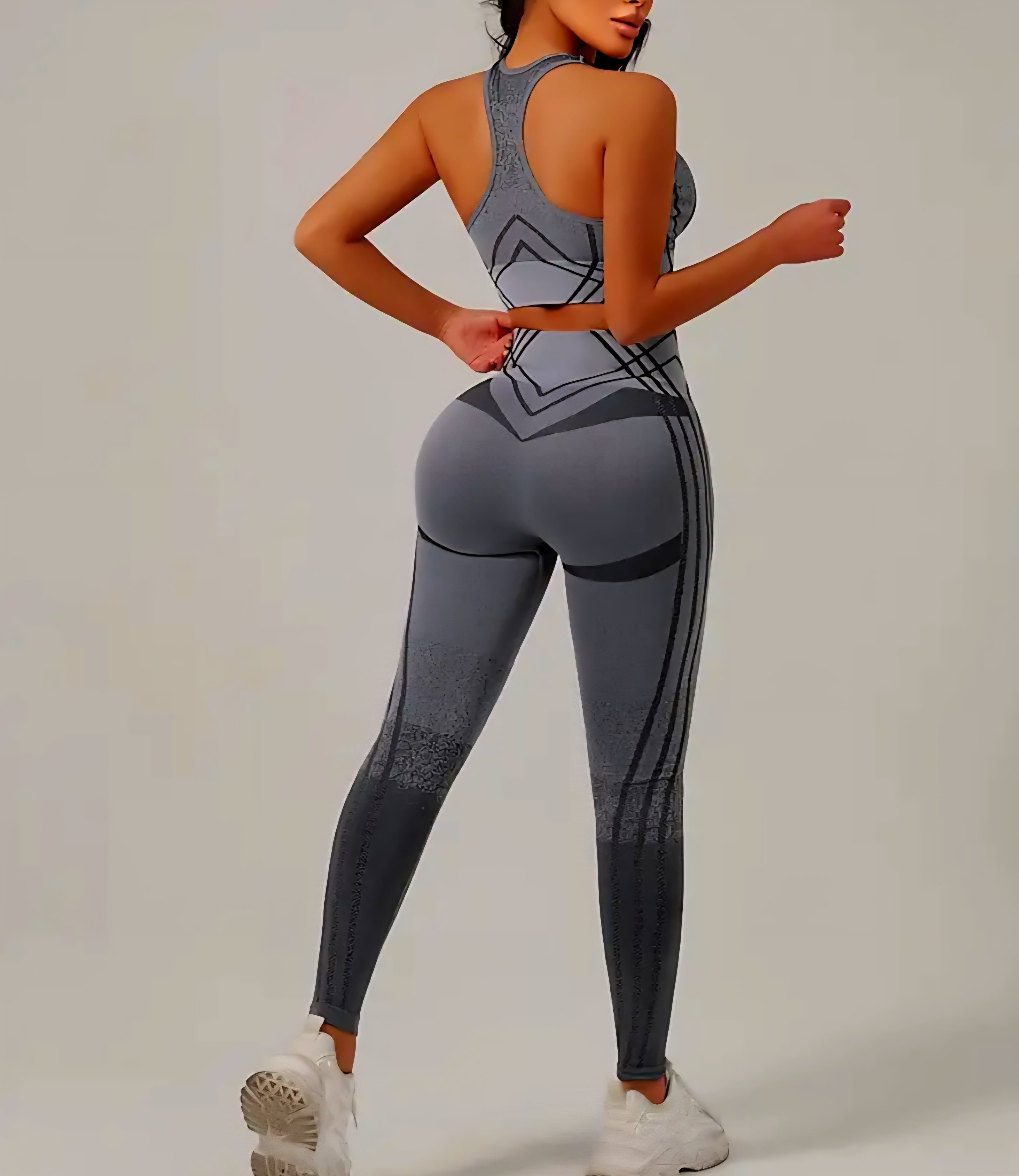 JerZarie Women's Gym Set in dark grey with black starred logo