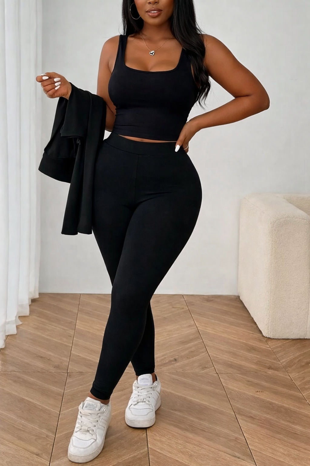 JerZarie Women's 3 piece set in black with white classic logo