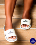JerZarie Unisex Slide in White with black starred logo