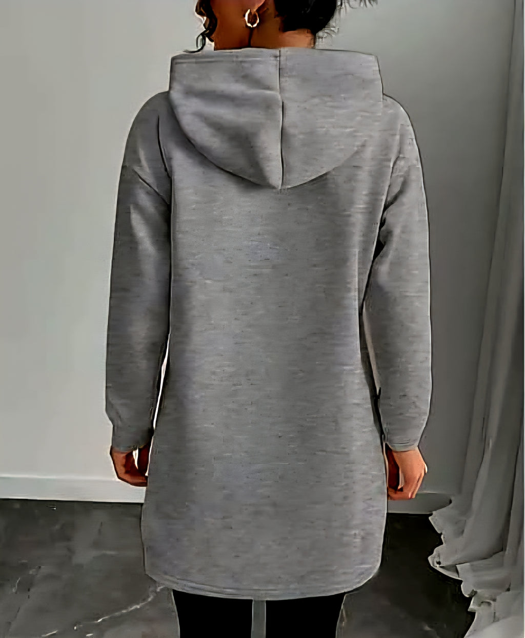 JerZarie Women's hoodie dress in Grey with gold starred logo