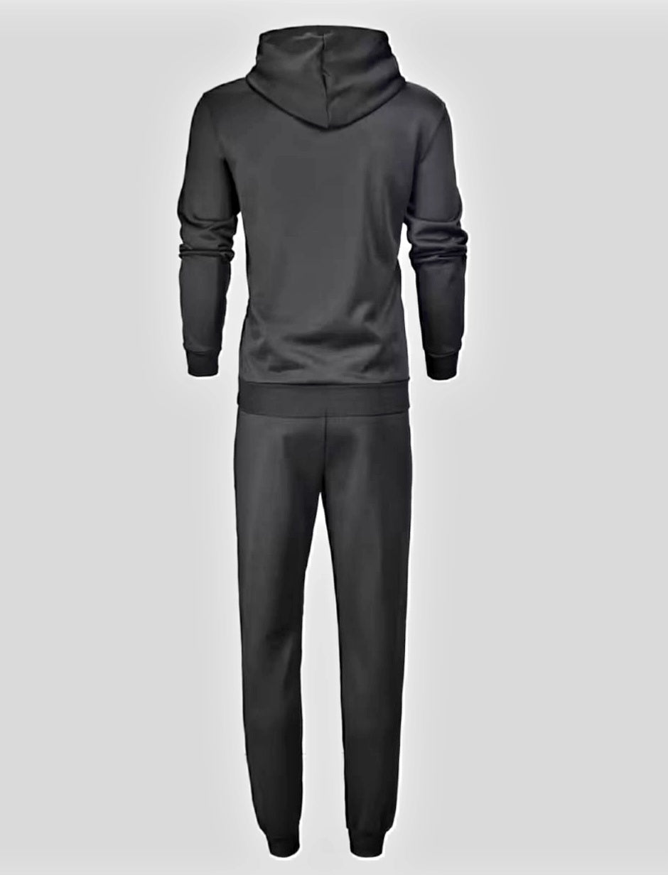 JerZarie Men's hoodie tracksuit in black with white starred logo