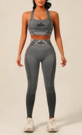 JerZarie Women's Gym Set in dark grey with black starred logo