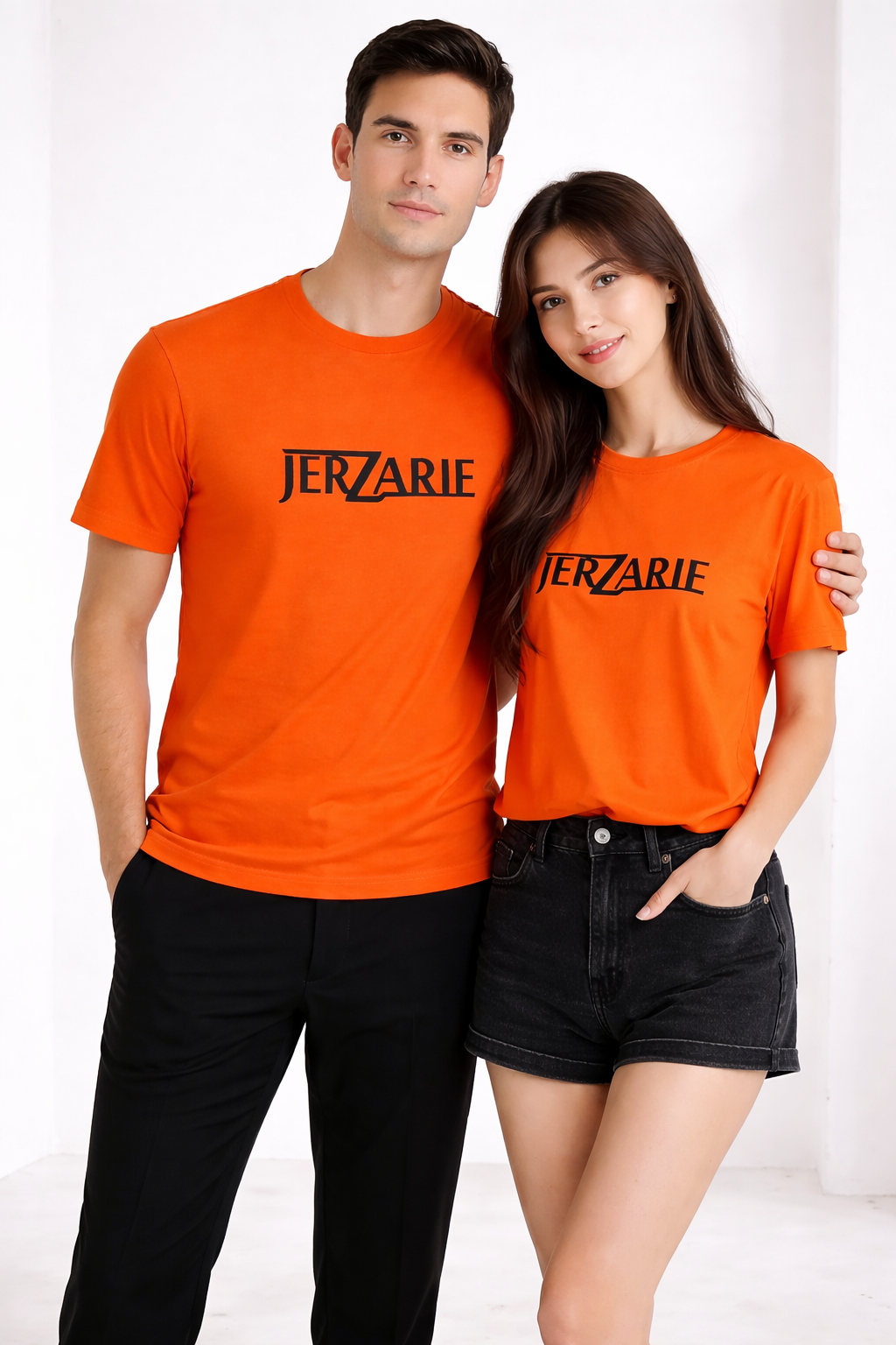 JerZarie Unisex regular fit T-Shirt in Orange with black classic logo