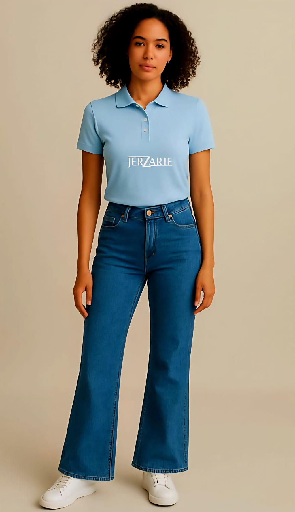 JerZarie Unisex regular fit Polo Shirt in Blue with white classic logo