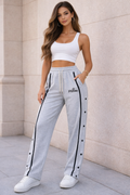 JerZarie Unisex casual flare sweatpants in grey with black starred logo
