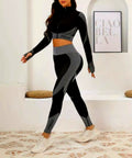 JerZarie Women's Gym Set in Black and grey with black classic logo