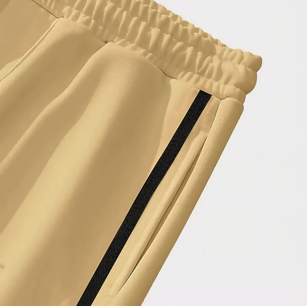 JerZarie Unisex casual flare sweatpants in khaki with black starred logo