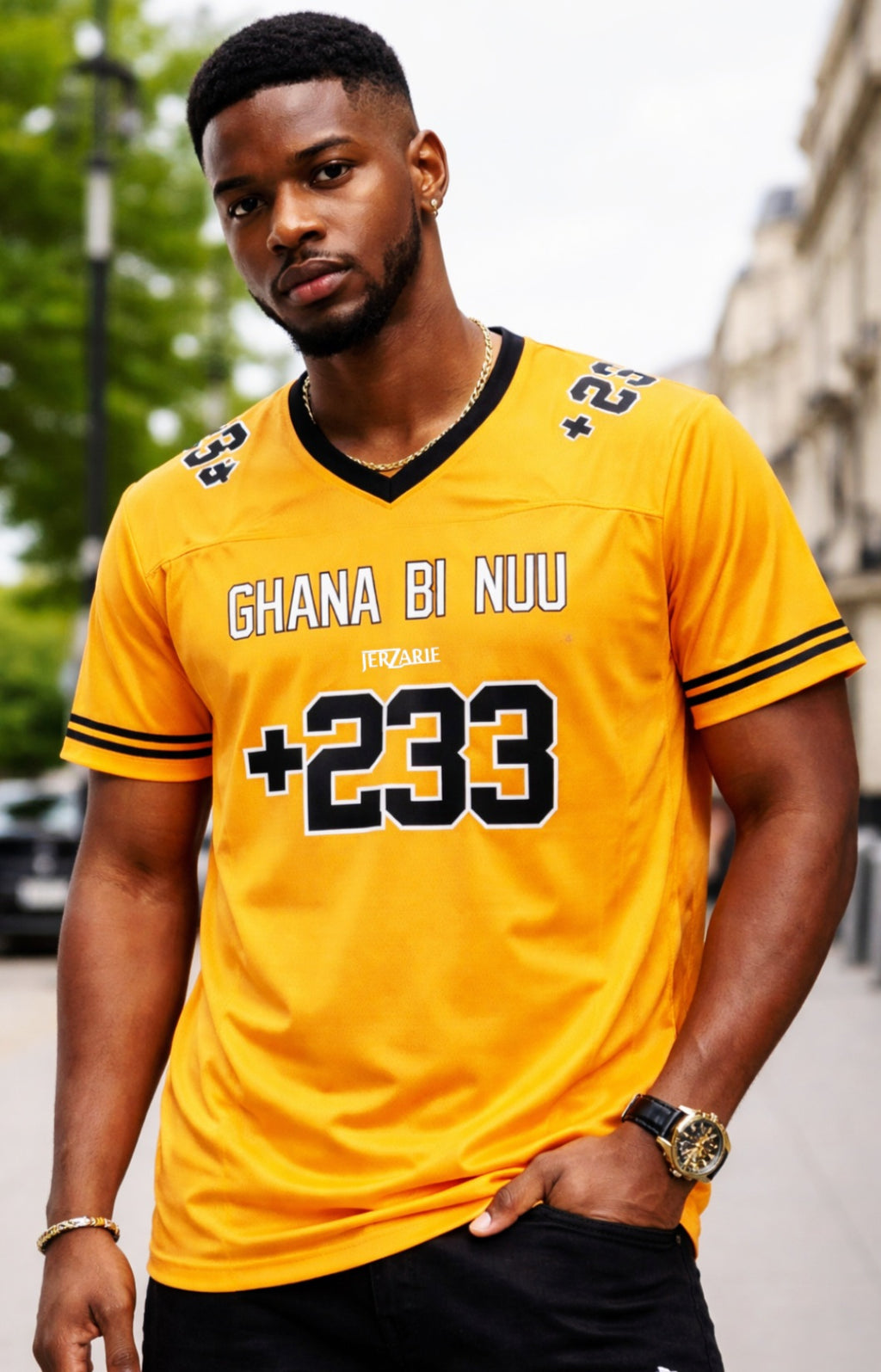 JerZarie Unisex Baseball Jersey in Yellow with white classic logo
