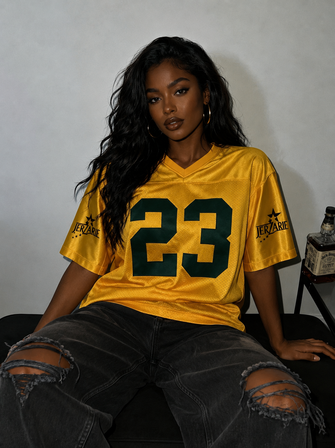 JerZarie Unisex Baseball Jersey in Yellow with Black starred logo
