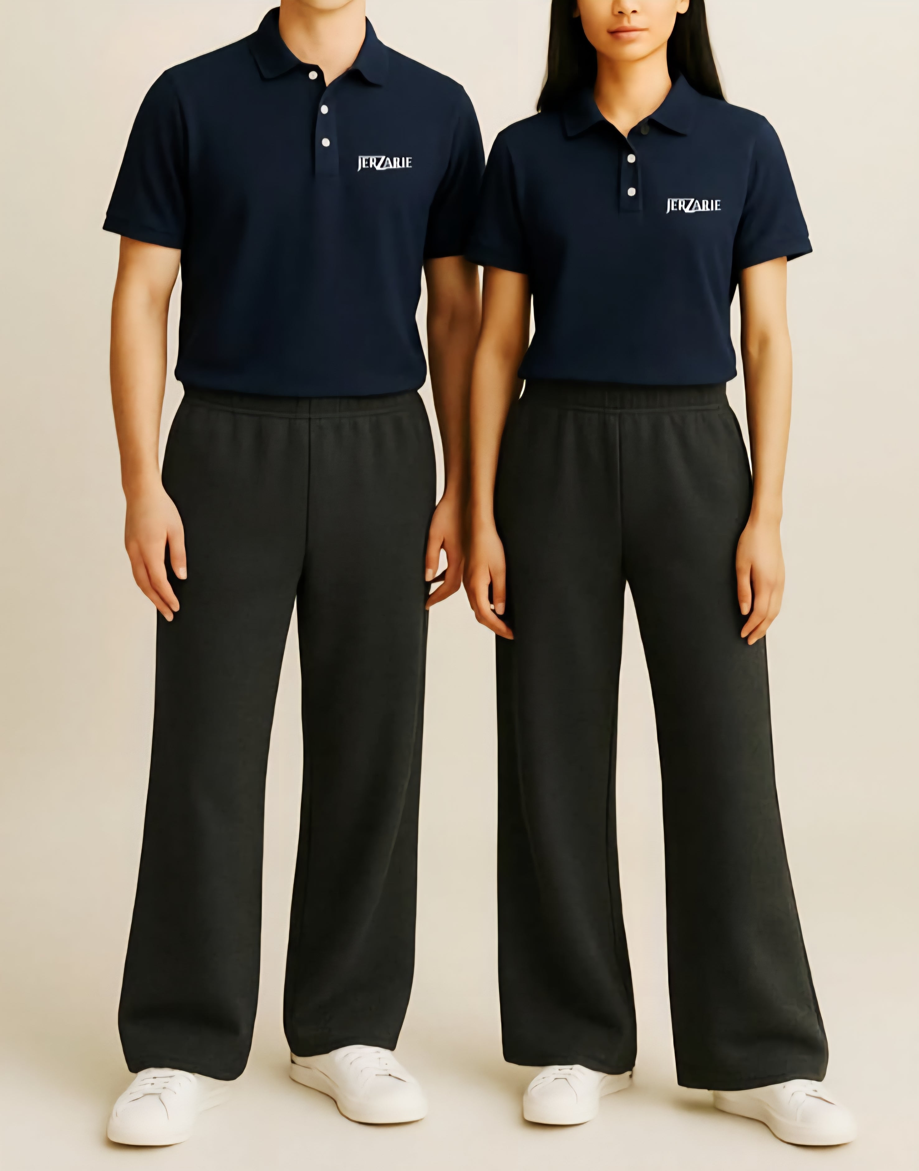 JerZarie Unisex regular fit Polo Shirt in Navy Blue with white classic logo