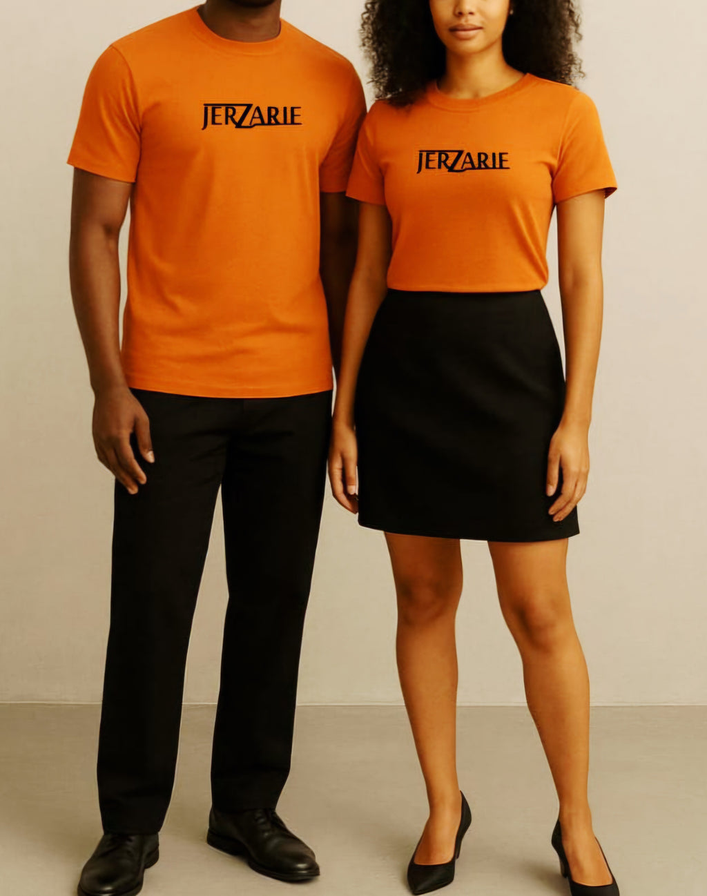 JerZarie Unisex regular fit T-Shirt in Orange with black classic logo