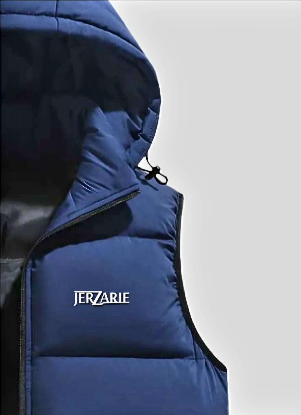 JerZarie Unisex heavyweight hoodie Gilet Jacket in blue with white classic logo
