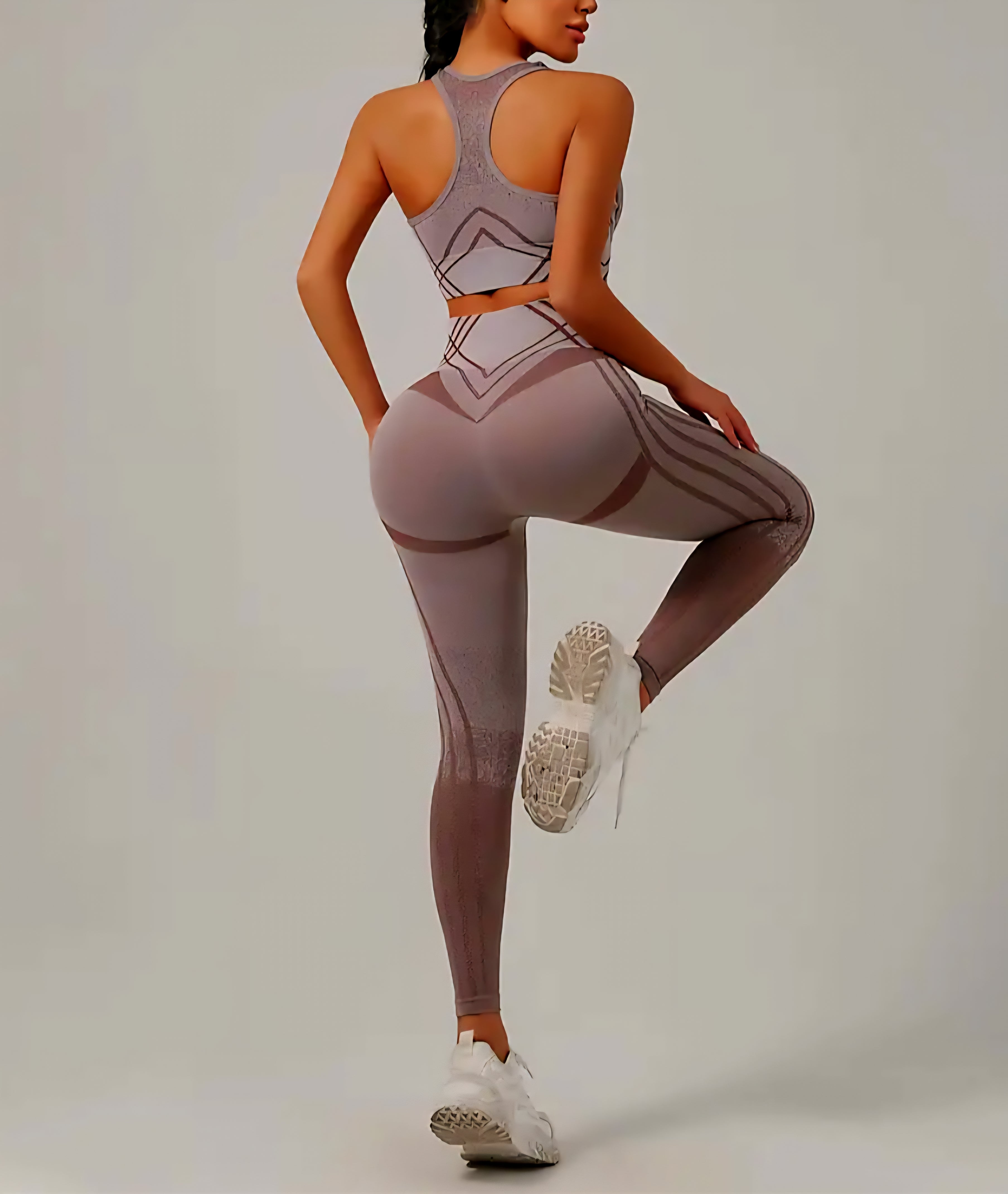 JerZarie Women's Gym Set in coffee with white starred logo