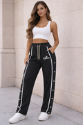 JerZarie Unisex casual flare sweatpants in black with white starred logo