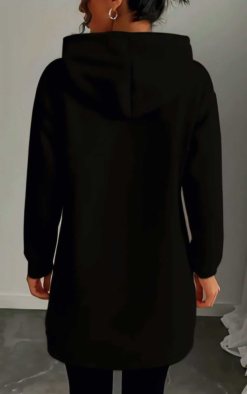 JerZarie Women's hoodie dress in Black with gold classic logo