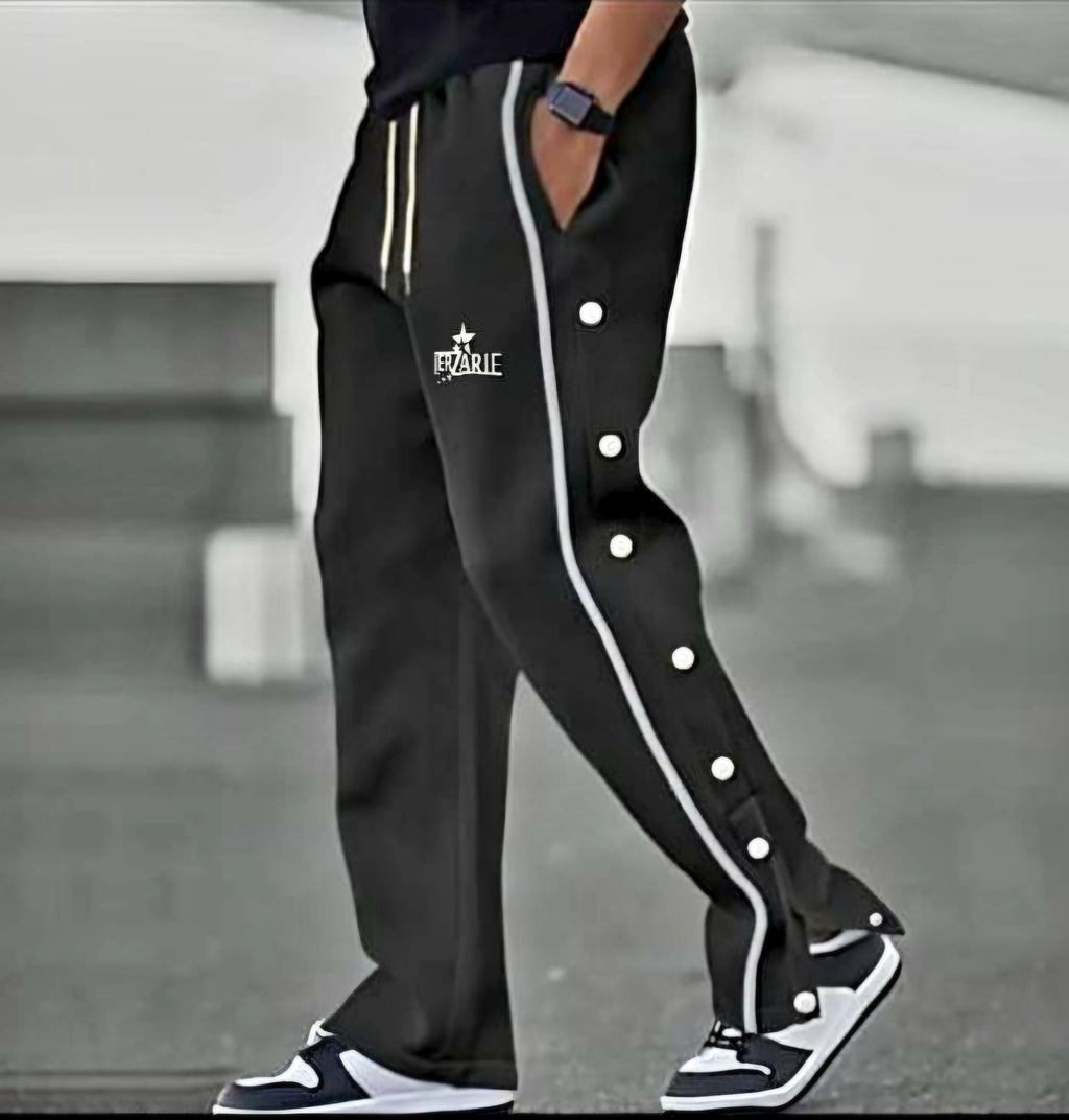 JerZarie Unisex casual flare sweatpants in black with white starred logo