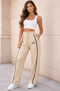 JerZarie Unisex casual flare sweatpants in khaki with black starred logo