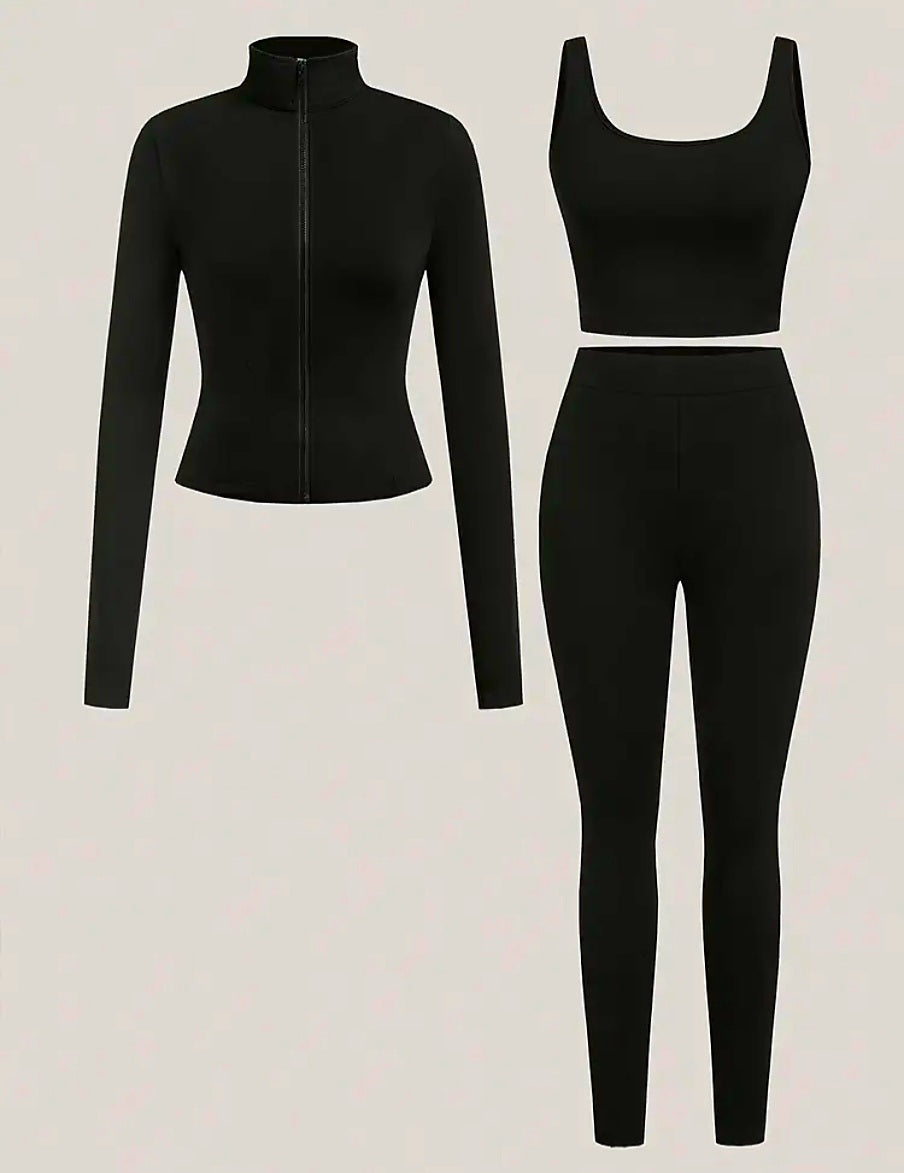 JerZarie Women's 3 piece set in black with white classic logo